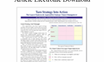 Terry Schmidt - “Turn Strategy Into Action” Article Electronic Download